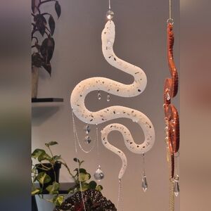 White Snake Suncatcher with Crystals
